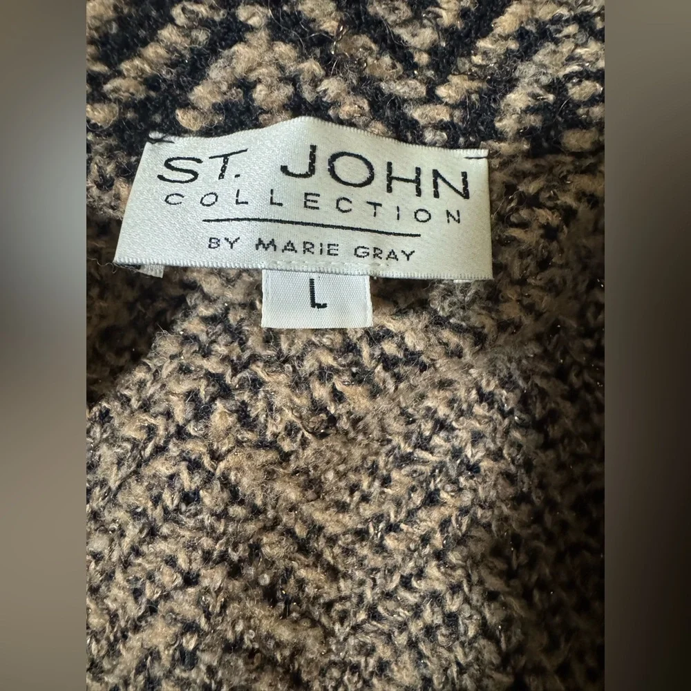 St John Collection by Marie Gray Double Breasted Herringbone Jacket Size Large